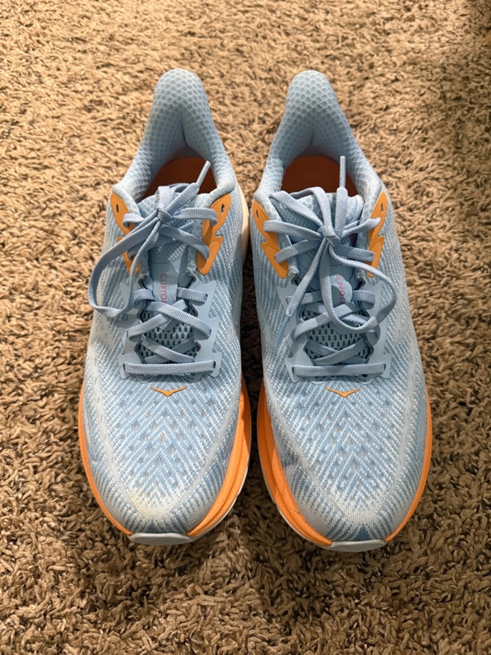 HOKA Clifton 9 - Blue and Orange - women’s 9
